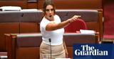 Lidia Thorpe suspended from Senate after appearing to throw paper at Pauline Hanson during tense debate