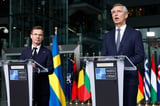 Flag of Sweden is raised at NATO headquarters, cementing its place as the 32nd alliance member