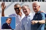 Trump goes unmentioned but not ignored as Clinton, Bush and Obama pen essays on US presidents