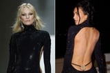 Kim Kardashian Wears Daring Backless Black Dress with Bedazzled Thong Previously Worn by Kate Moss