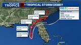 Tropical Storm Debby: Rain bands and isolated tornados