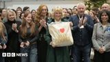 Queen Camilla meets cast and crew on Bristol's Rivals set