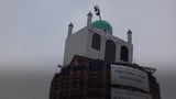 Replica of mosque placed on top of loyalist bonfire