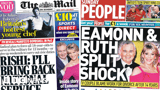 Newspapers: Eamonn and Ruth split and Sunak vows national service