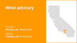 UPDATE: Wind advisory issued for Southern California for Monday and Tuesday, according to the NWS