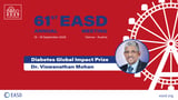 Dr V Mohan becomes first-ever recipient of EASD Diabetes Global Impact Prize 2025