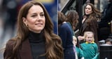 Kate beams as she joins giddy school kids on minibus for special outing