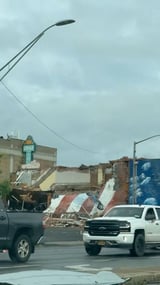 New York storm topples B-52 bomber, tears roof off church