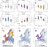 Diverging trends in large floods across Europe in a warming climate