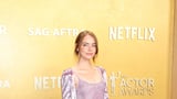 Emma Stone Wears Lavender Tank Dress and Matching Shrug at the Actor Awards