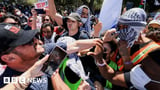 US campus protests: Rival Gaza protest groups clash at UCLA