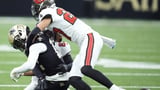 Saints receiver Chris Olave sidelined against Tampa Bay by an unflagged helmet-to-helmet hit