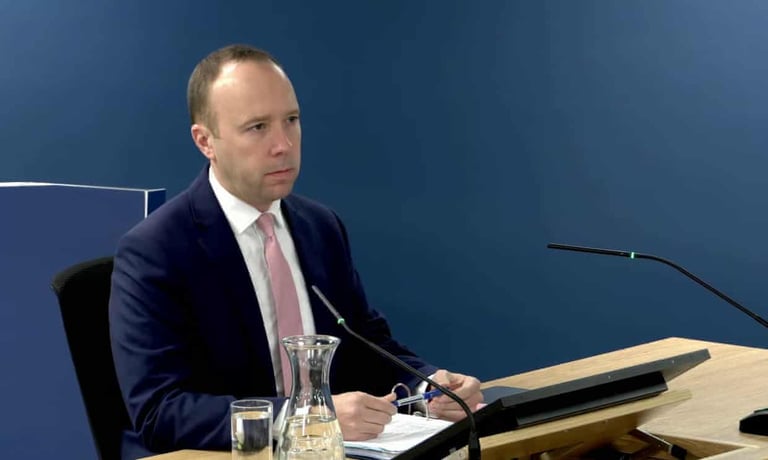Hancock Faces Accusations of Incompetence, Dishonesty at Covid-19 Inquiry