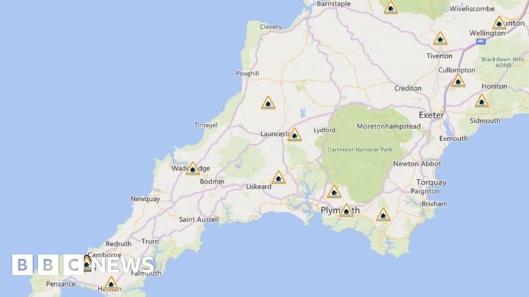 Devon and Cornwall on Alert: Flood Warnings Issued Amid Heavy Rain