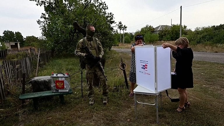 Russia Holds Controversial Early Voting in Occupied Ukraine Amidst Martial Law and Legal Threats