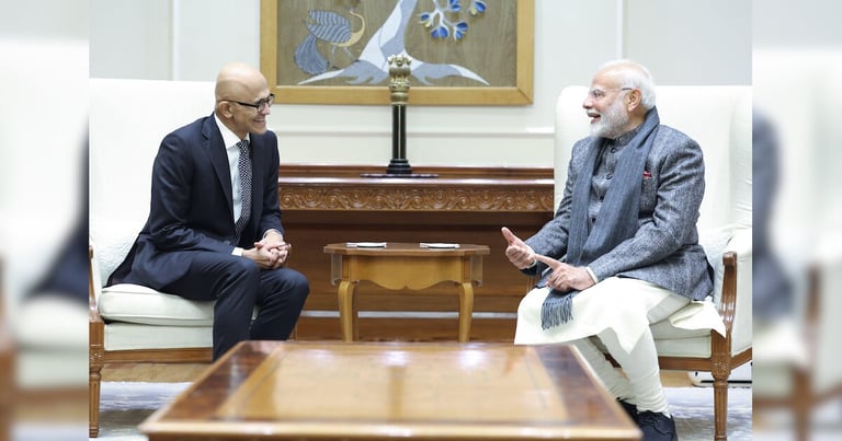 PM Modi & Microsoft CEO Satya Nadella Unite for AI-Driven Future in India