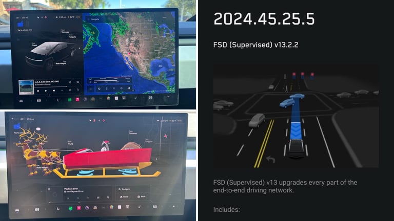 Tesla's 2024 Holiday Update: FSD v13.2.2 Rolls Out with Exciting Features and TPMS Software Fix