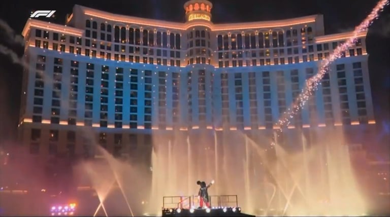 Mickey Mouse Fountain Show Steals Spotlight at F1 Las Vegas Grand Prix with Disney Magic