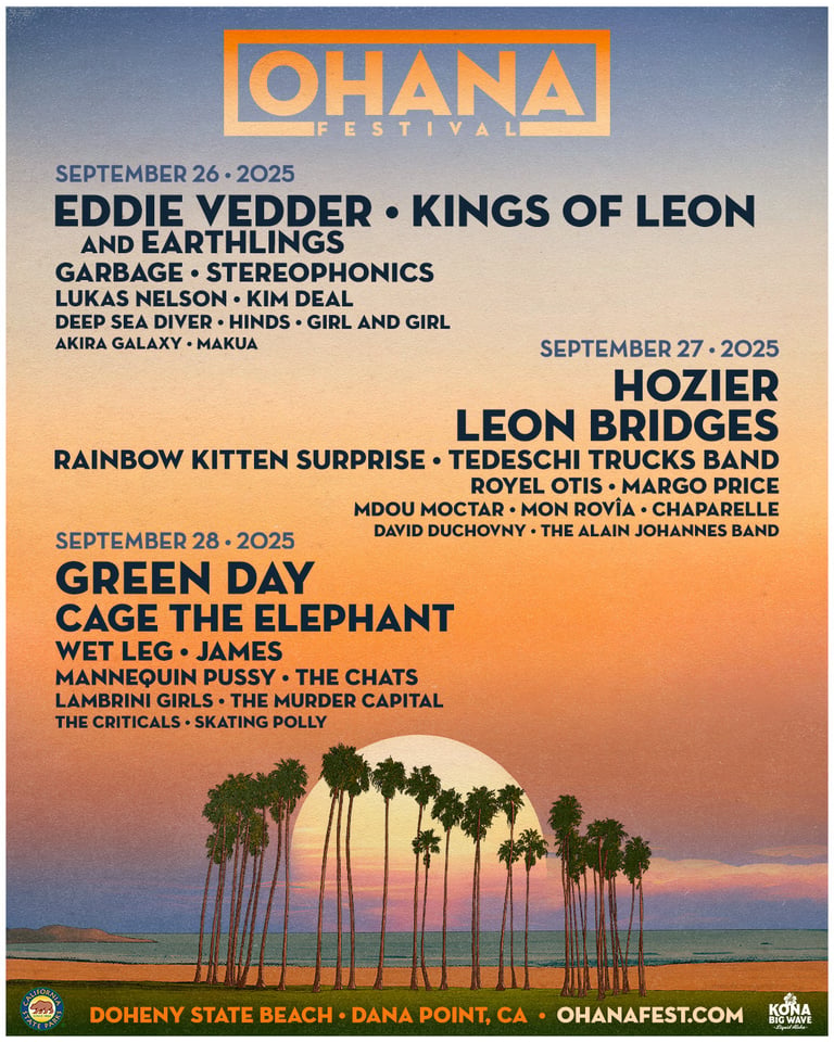 Eddie Vedder's Ohana Festival 2025: Green Day, Hozier Headline Eco-Friendly Music Event