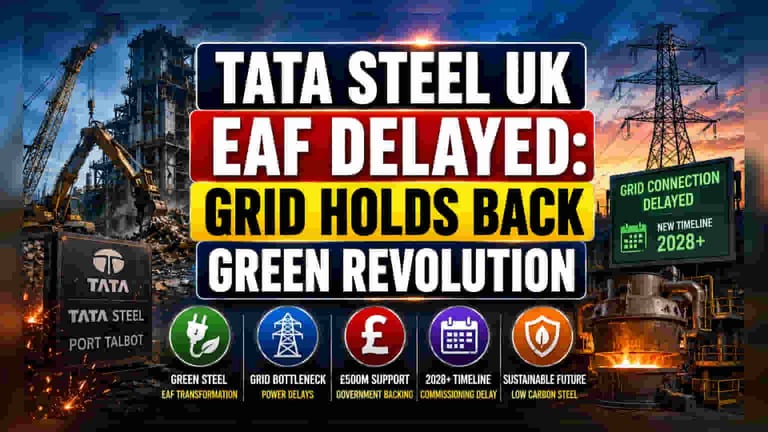 Tata Steel's UK Low-Carbon Furnace Project Delayed by Power Grid Issues, Faces 2028 Shift