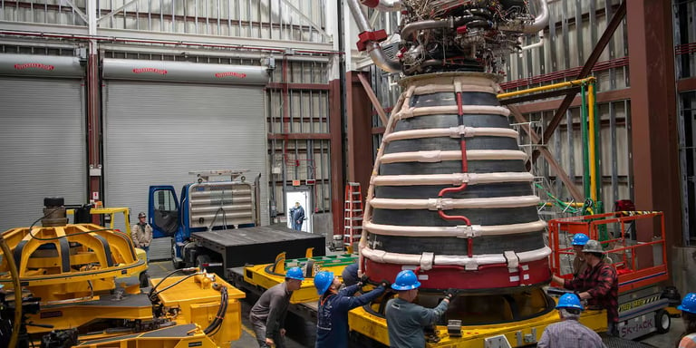 NASA Installs First New RS-25 Engine for Artemis Moon Missions at Stennis Space Center