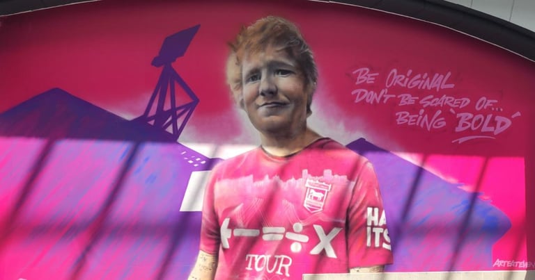 Ed Sheeran Mural Unveiled in Ipswich for 'Paint the Town Pink' Campaign, Celebrating Local Spirit