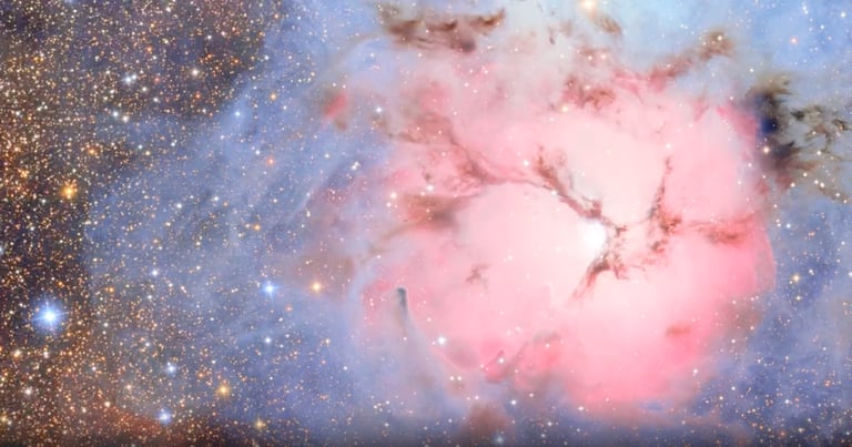 Rubin Observatory Captures Breathtaking 'Cotton Candy' Trifid Nebula in Unprecedented Detail