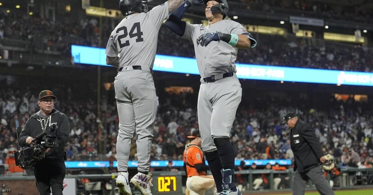 Aaron Judge Powers Yankees with Third Homer in Two Games, Giants Fall 7-3