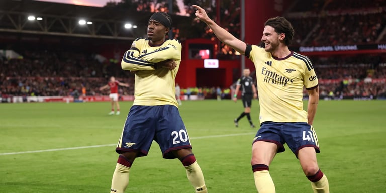 Arsenal Triumphs Over Nottingham with Madueke's Late Deflected Goal; Konsa Shines in Defense