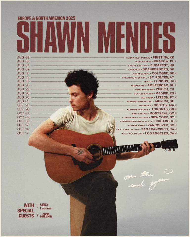 Shawn Mendes Announces 2025 Tour: Presale June 4, Kicks Off in Kosovo, Ends at Hollywood Bowl