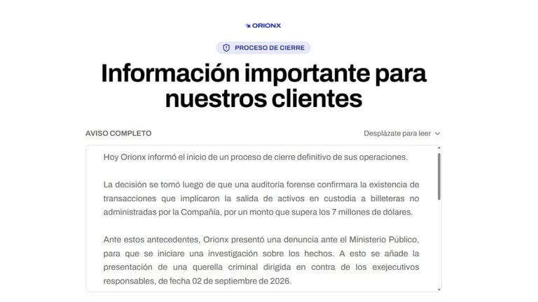 Chilean Crypto Exchange Orionx Shutters Amid $7M Shortfall; Legal Actions and Asset Recovery Ongoing