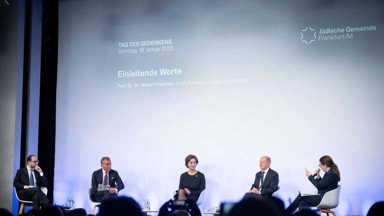 Chancellor Scholz Vows Action Against Antisemitism at Auschwitz Liberation Anniversary in Frankfurt