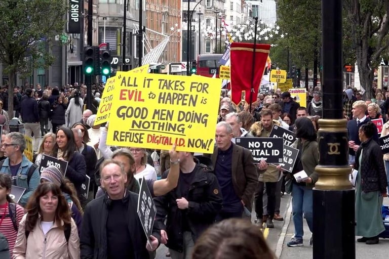 Protesters March Against UK's Mandatory Digital ID Plan, Critics Warn of Privacy Threats