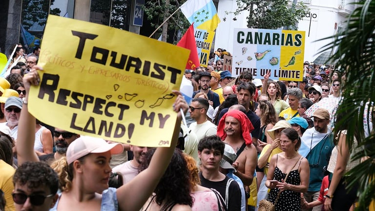 Residents Rally for Sustainable Tourism in Canary Islands and Barcelona