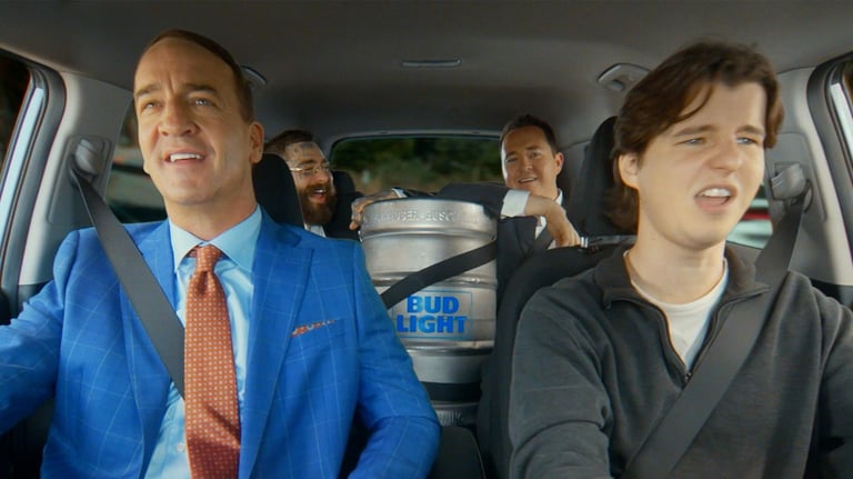 Bud Light's Star-Studded Super Bowl Ad: Post Malone, Peyton Manning, and Shane Gillis Hit the Road