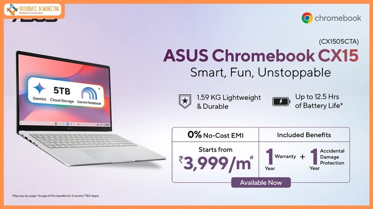 ASUS Launches Eco-Friendly Chromebook CX15 in India, Perfect for Students and Professionals