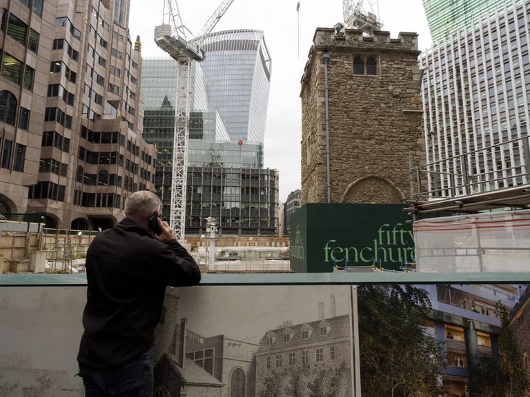 700-Year-Old Church Tower Suspended 45 Feet High Amidst Major London Development