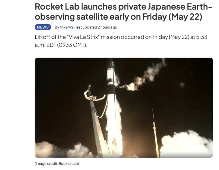 Synspective Expands Japan's Satellite Network with Successful Strix Launch via Rocket Lab
