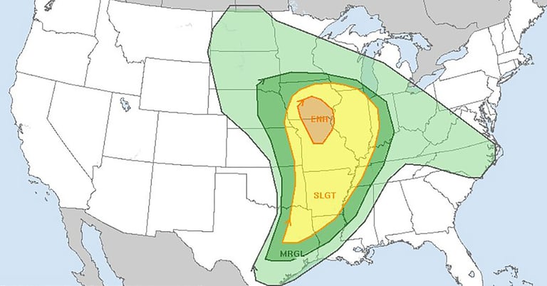 Severe Storms Threaten Central US: Tornado Risk High in Multiple States