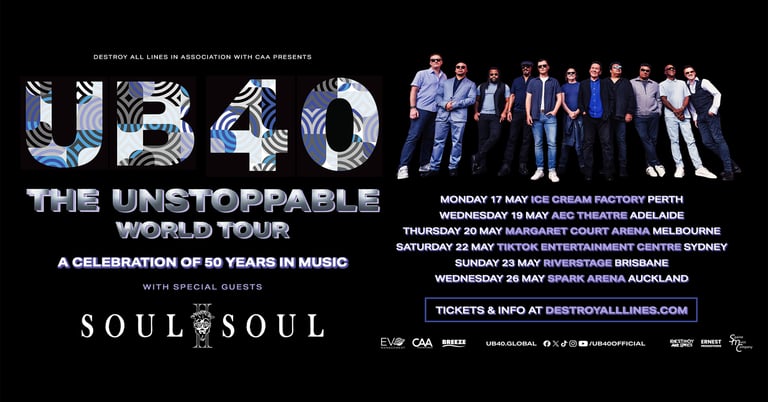UB40 Celebrates 50 Years with Unstoppable World Tour Featuring Soul II Soul