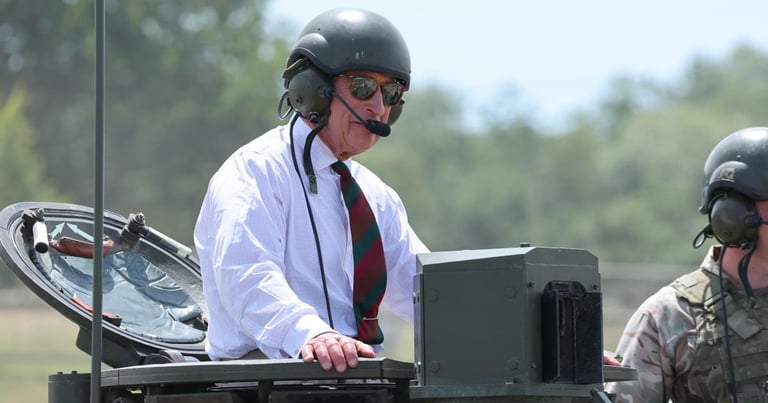 King Rides Tank at Bovington, Awards Medals in Historic Royal Tank Regiment Visit