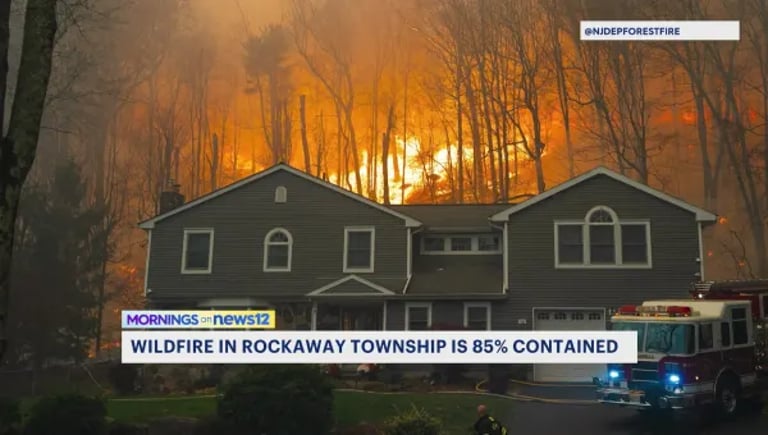 Craigmeur Lookout Wildfire Threatens Homes Amid Drought; 85% Containment Achieved in Morris County, NJ