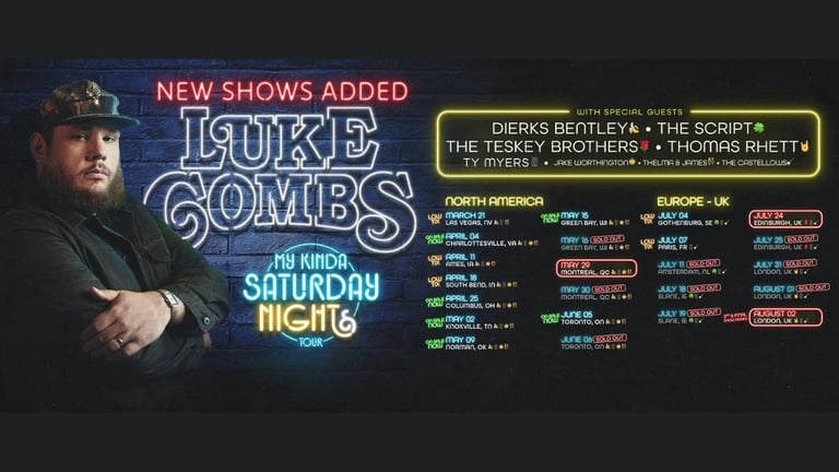 Luke Combs Announces Massive 2026 World Tour with Sold-Out Dates and New Shows