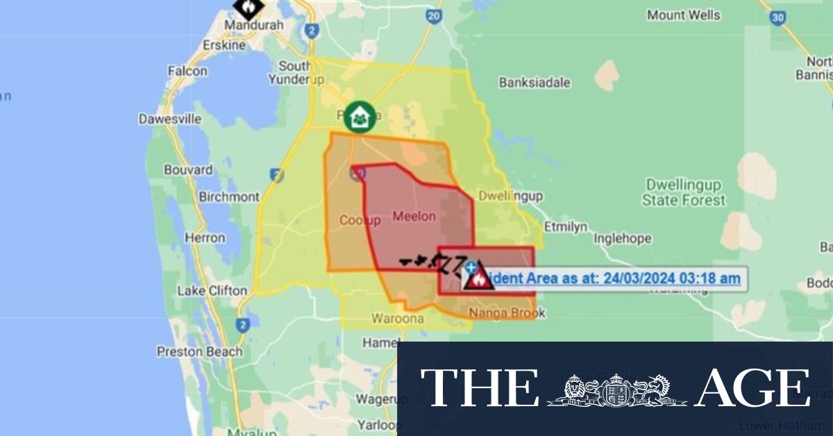 Bushfire threatens lives and homes south of Perth