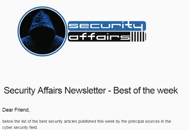 Security Affairs newsletter Round 471 by Pierluigi Paganini – INTERNATIONAL EDITION