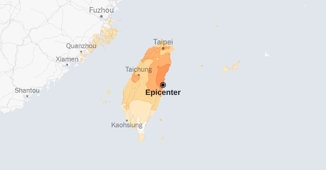 Map: 7.4-Magnitude Earthquake Strikes Taiwan