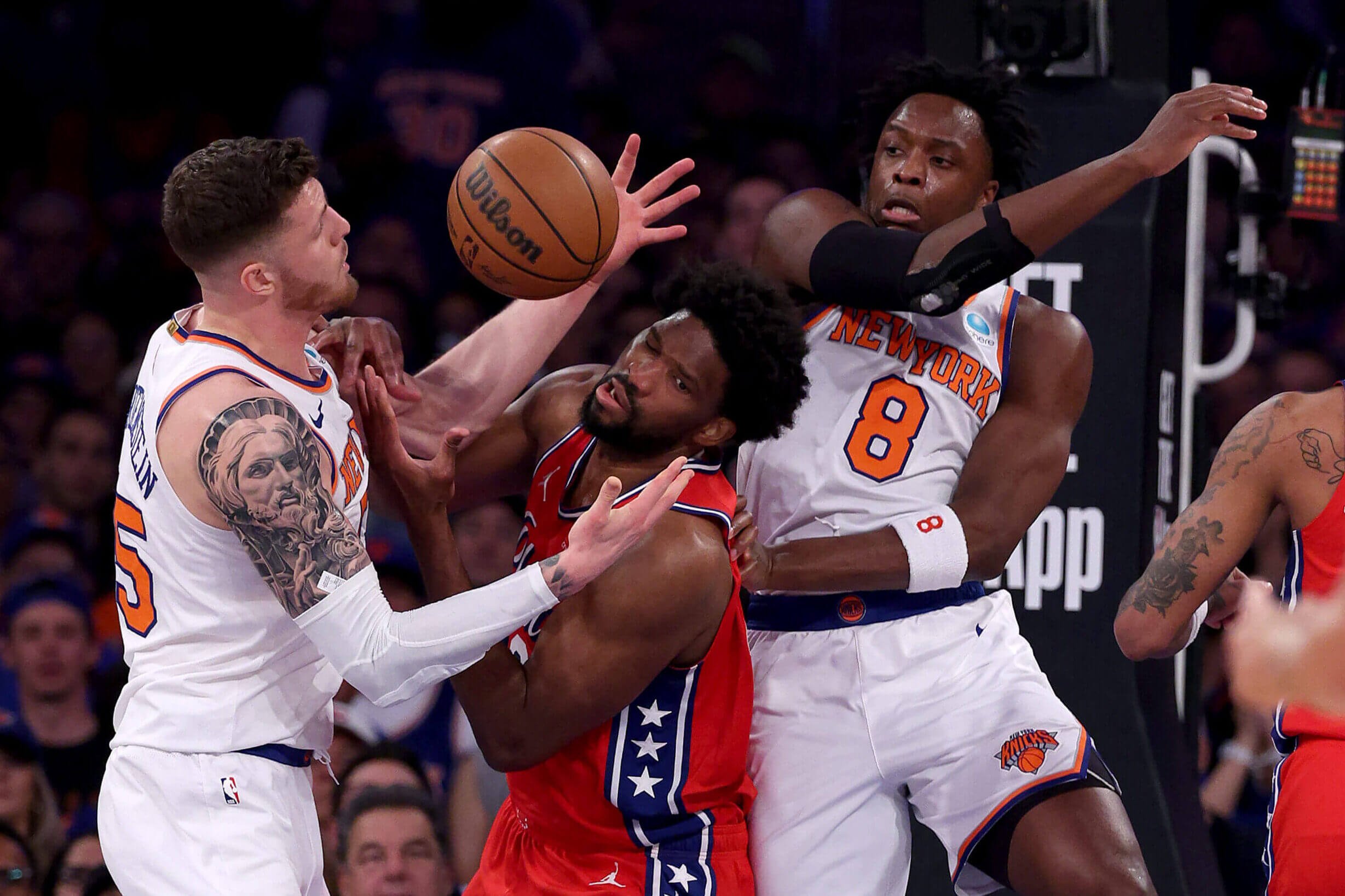 Knicks-76ers ref drama, attacking Jalen Brunson, guarding Joel Embiid and more