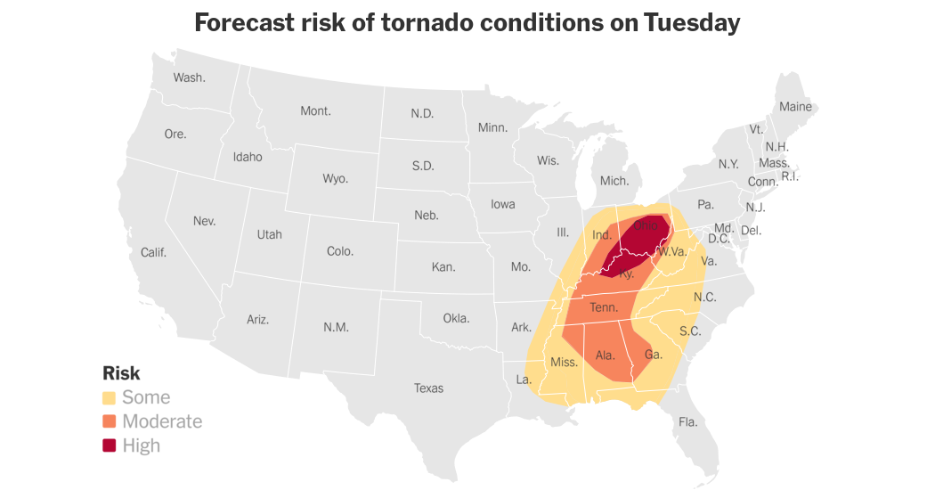 Severe Weather, Including Tornadoes, Expected in Midwest and South