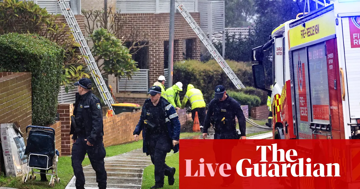Australia news live: search continues for woman trapped after Sydney townhouse explosion