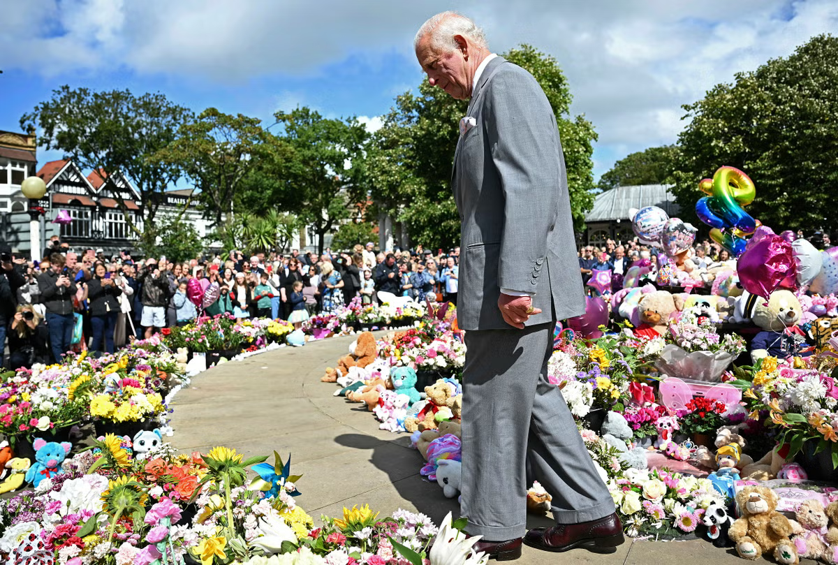 King Charles meets families and survivors in Southport after horror attack that killed three young girls